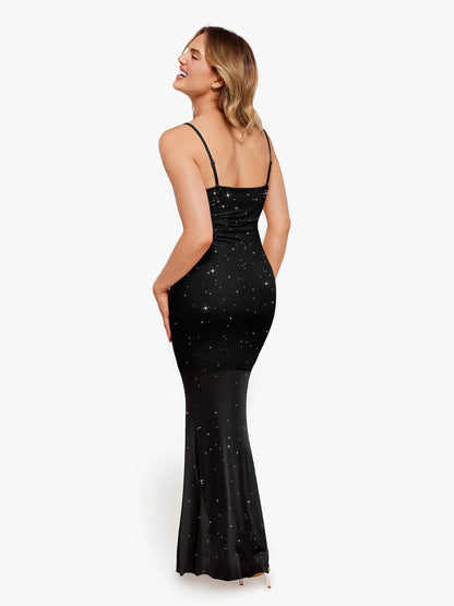CELINE – Shaping Maxi Jurk met Kristal Mesh