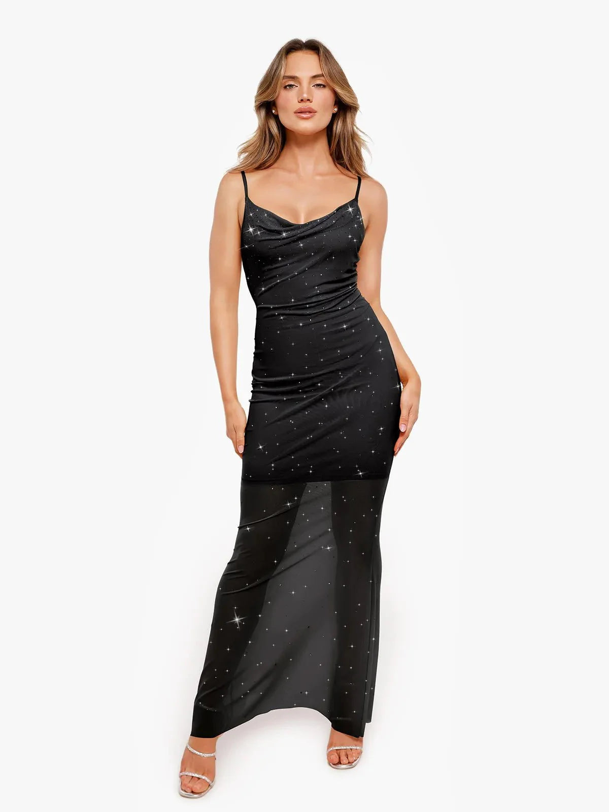 CELINE – Shaping Maxi Jurk met Kristal Mesh