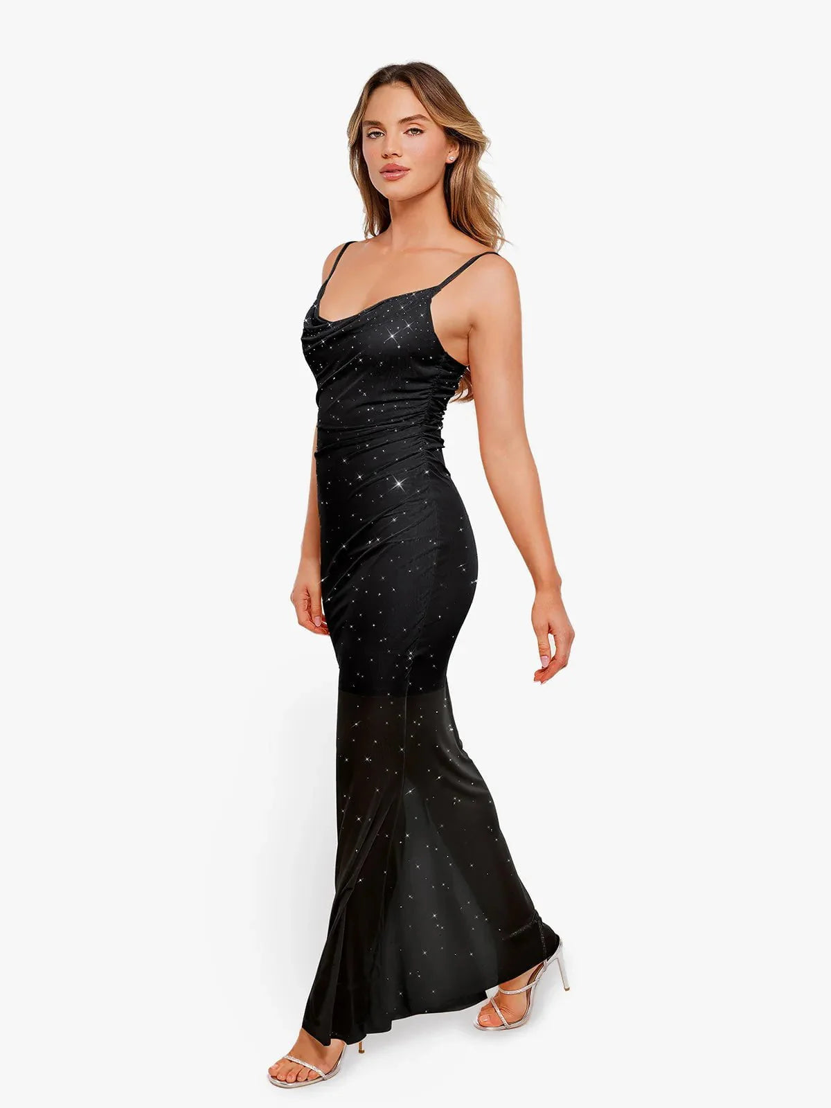 CELINE – Shaping Maxi Jurk met Kristal Mesh