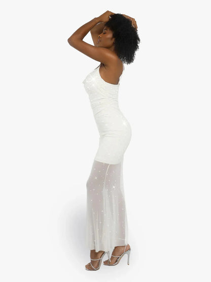 CELINE – Shaping Maxi Jurk met Kristal Mesh