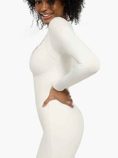 ELVA – Shapewear Maxi Jurk met Kant & Lange Mouwen