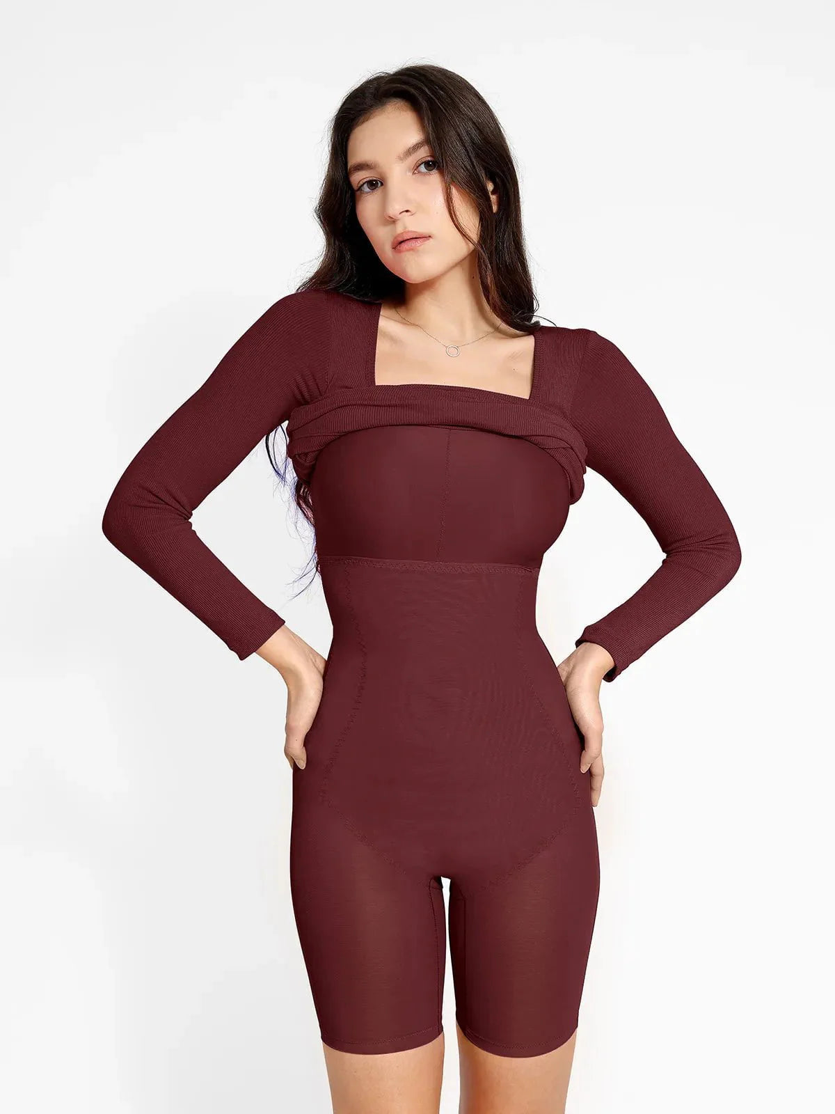 LOREN – Shaping Square Neck Midi Dress