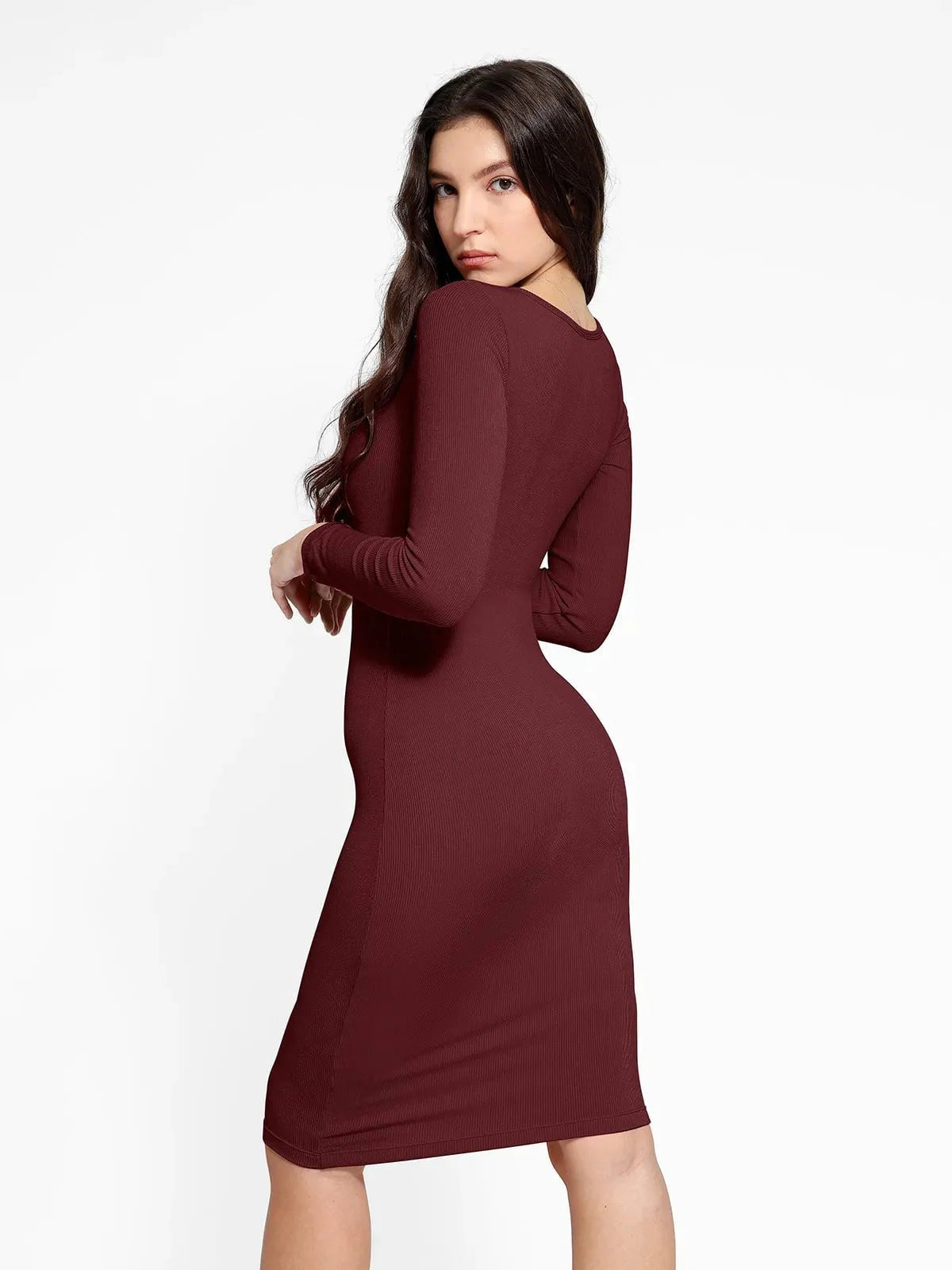 LOREN – Shaping Square Neck Midi Dress