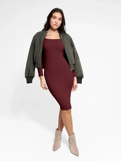 LOREN – Shaping Square Neck Midi Dress