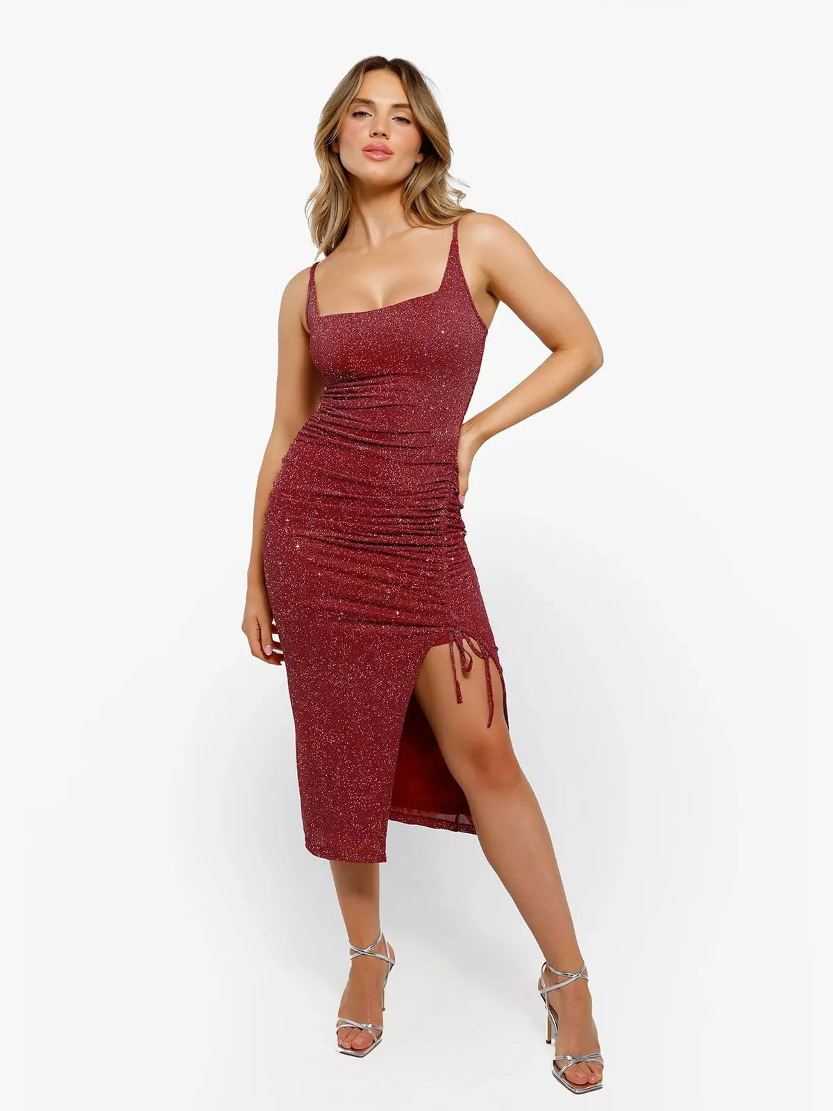 LYONA – Metallic Shaping Midi Dress