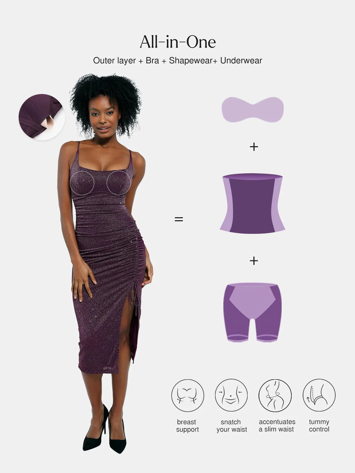 LYONA – Metallic Shaping Midi Dress
