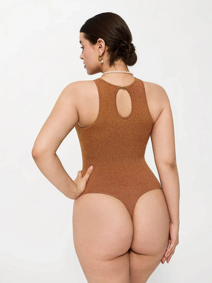 Shapewear Metallic Seamless Tummy-Control Bodysuit - LivingCurves Orange Yellow / XS