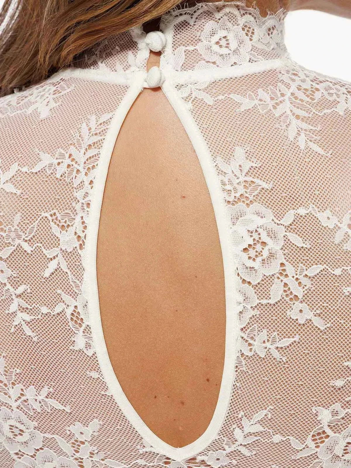 ELVIA – Lace Bodysuit met Lange Mouwen - LivingCurves Zwart / XS