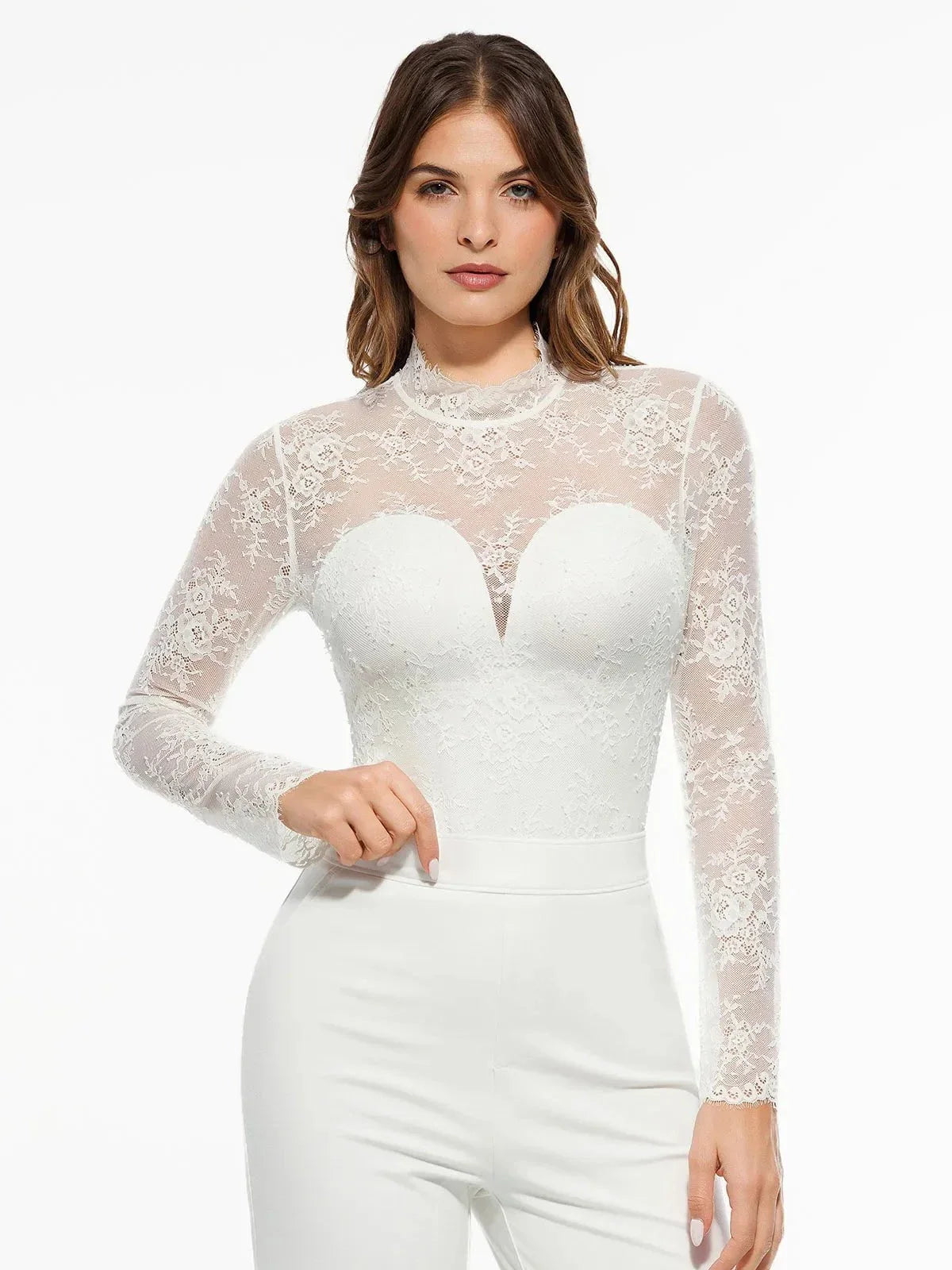 ELVIA – Lace Bodysuit met Lange Mouwen - LivingCurves Zwart / XS