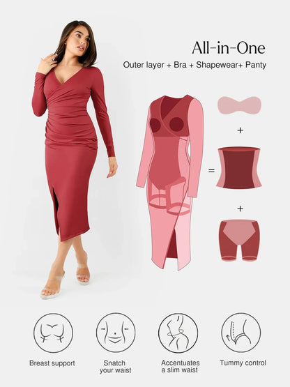 AURENE – Shaping Ruched Midi Dress