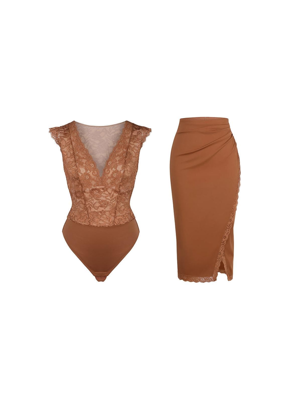NOORÉ – Lace Bodysuit of Skirt