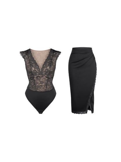 NOORÉ – Lace Bodysuit of Skirt
