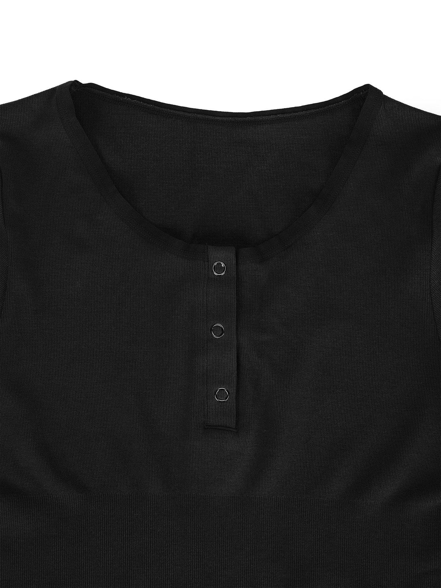 Shapewear Seamless Modal Long Sleeve Henley Bodysuit - LivingCurves Tops Body Shaper Winter Black / XS/S