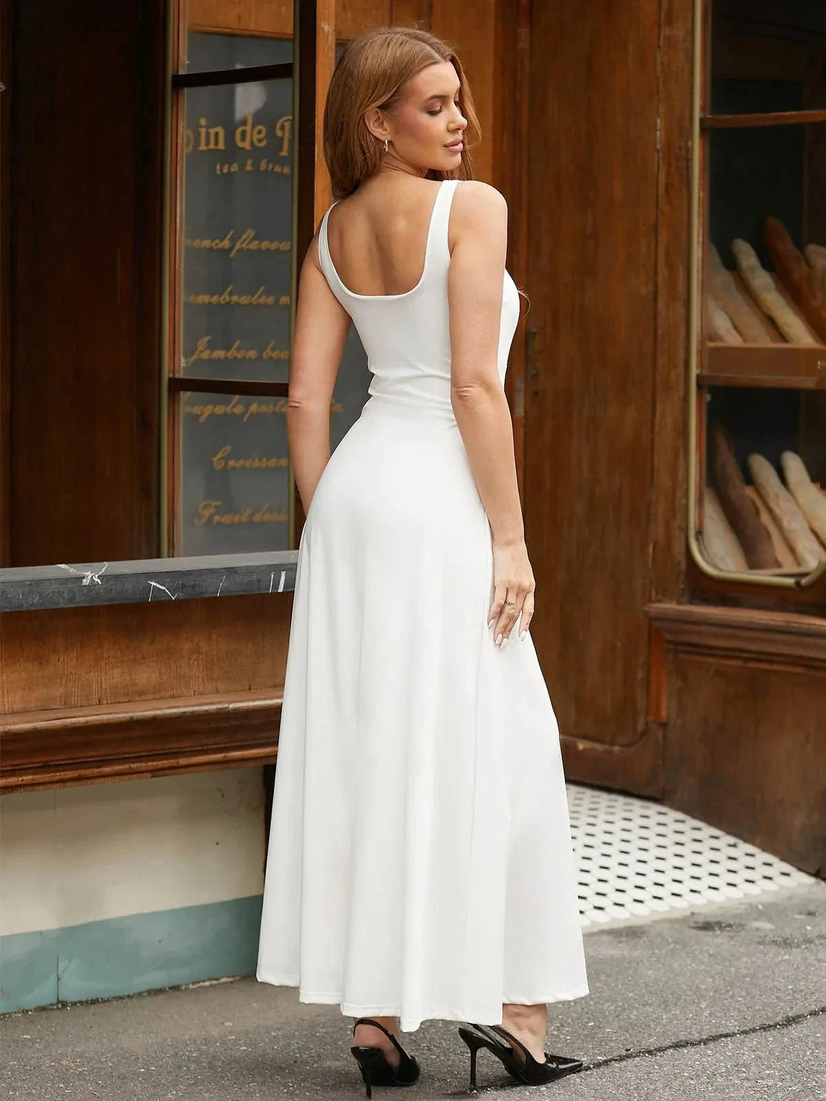 MILENA – Shaping A-Lijn Maxi Jurk met Square Neck
