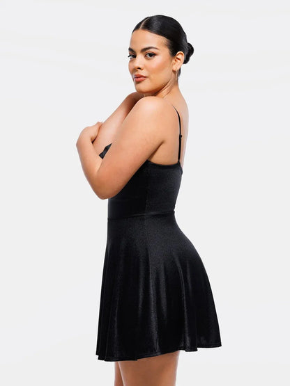 VIORA – Shaping Cowl Neck Flare Dress