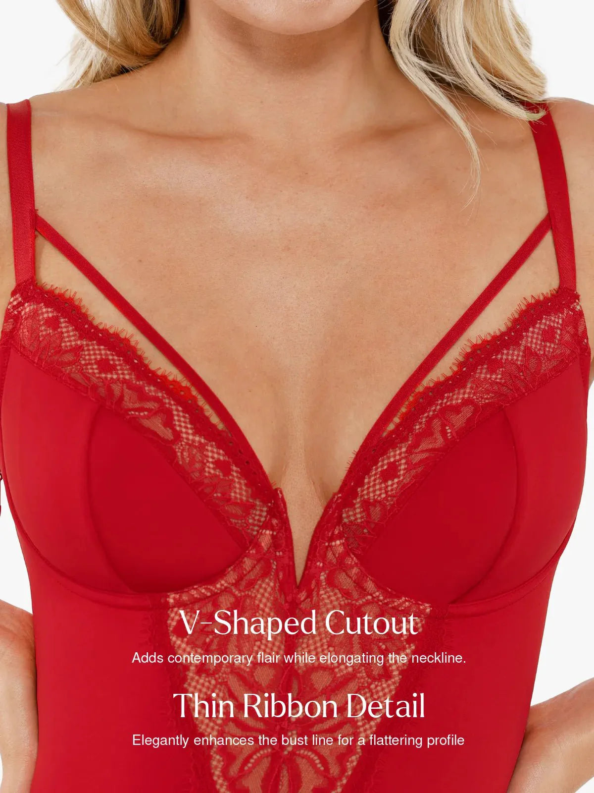 Shapewear Strappy Tummy Control Lace Inset Bodysuit - LivingCurves Sexy Tops Body Shaper Chili Red / XS