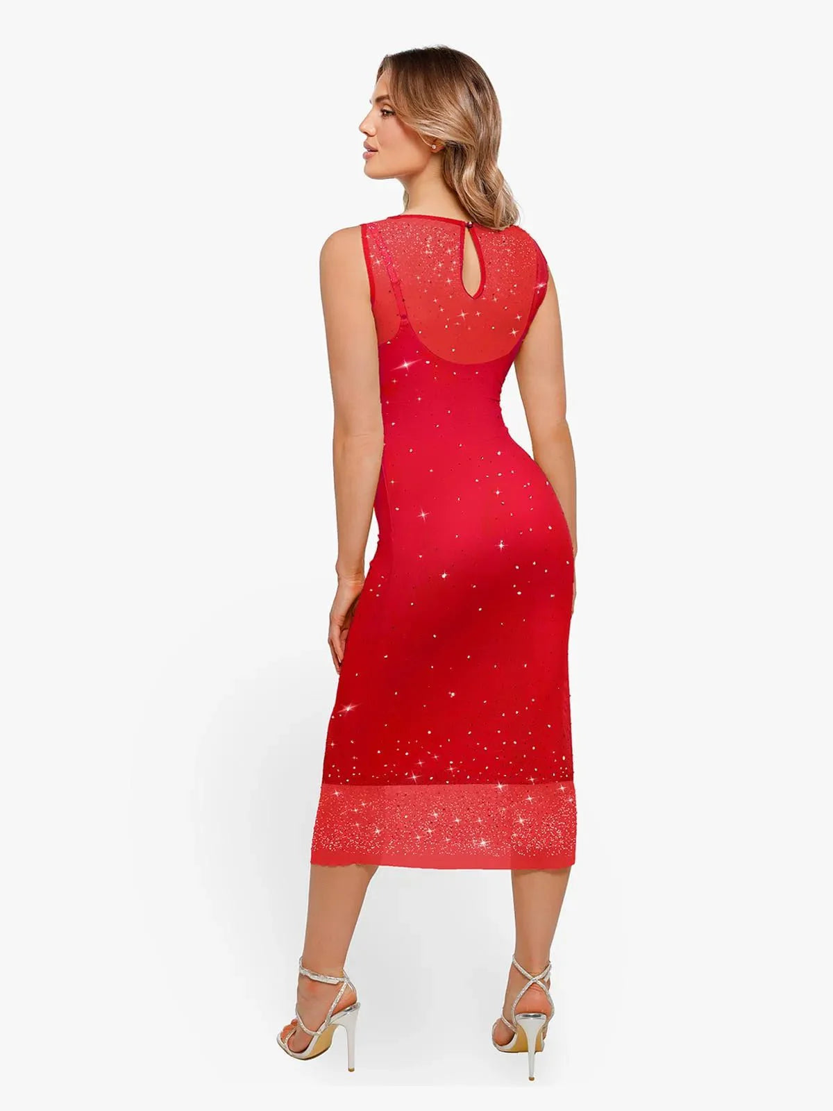 CYRA – Crystal Mesh Shaping Dress - LivingCurves Diamonds Bodycon Party Cocktail Evening Gown Wit / S