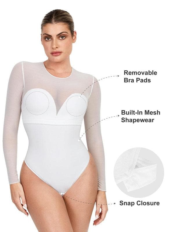 ELVIA – Lace Bodysuit met Lange Mouwen