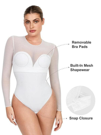 ELVIA – Lace Bodysuit met Lange Mouwen