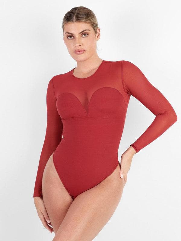 ELVIA – Lace Bodysuit met Lange Mouwen