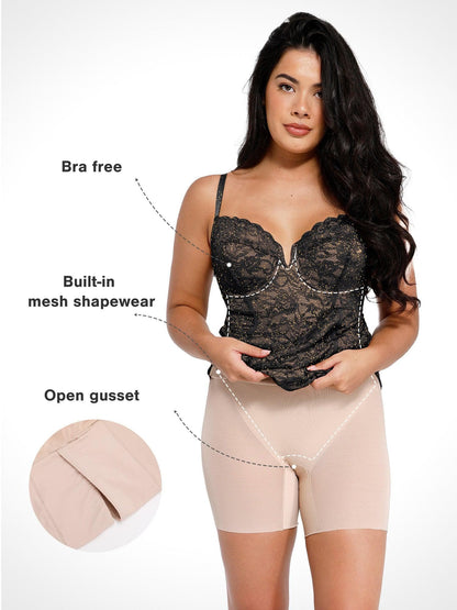 MAYA – Lace Corset Midi Dress