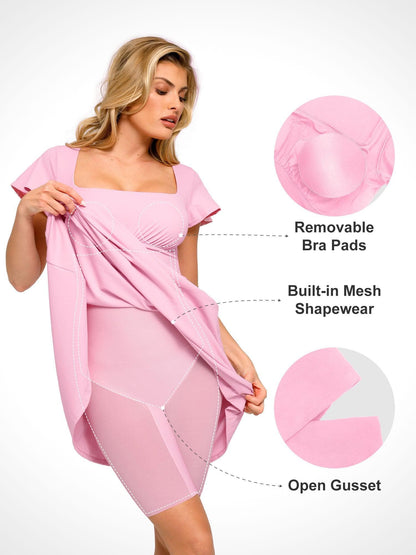 ELA – Sculpting Flutter Sleeve Midi Dress