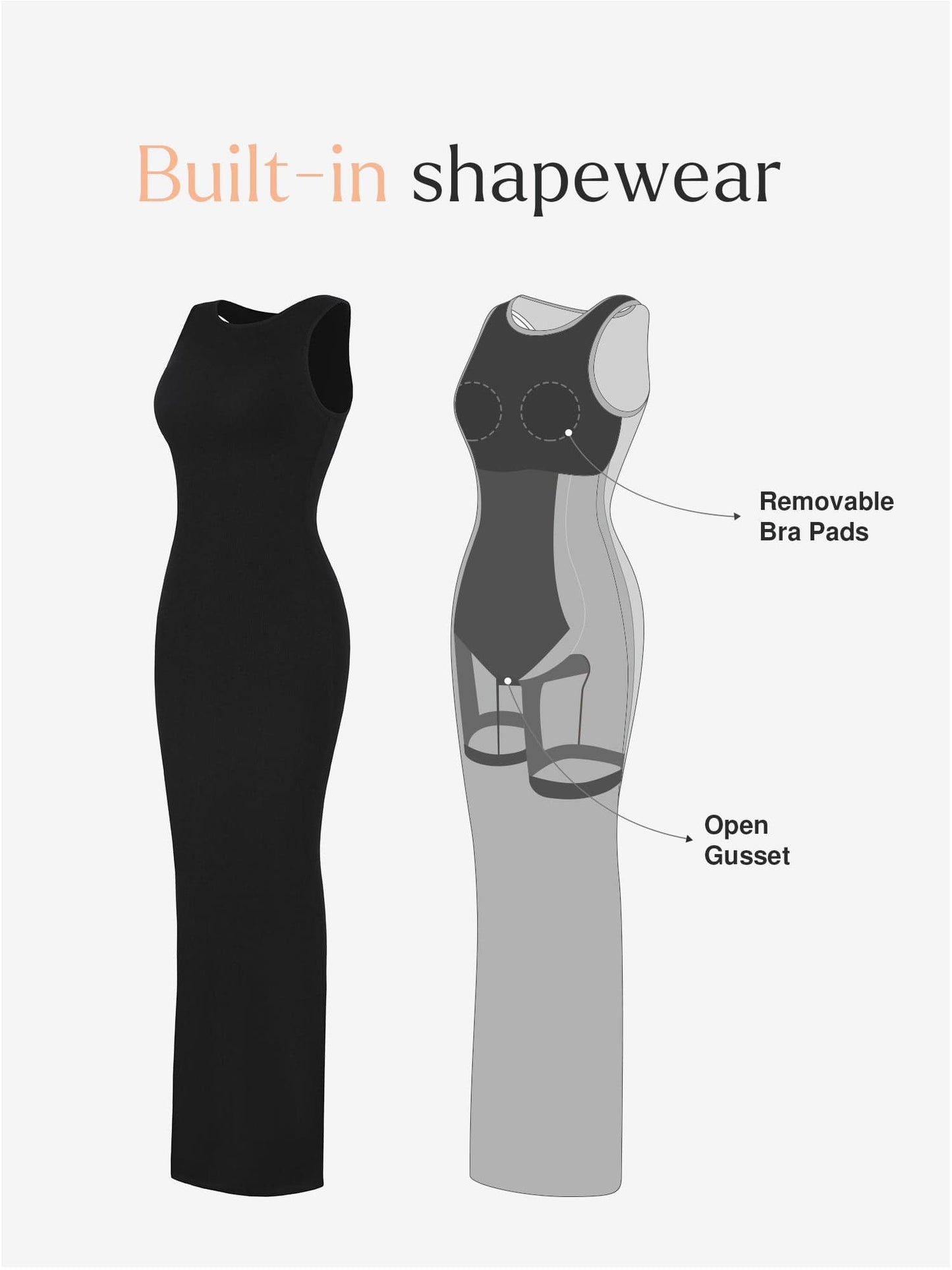 MELORA – Shaping Crew Neck Maxi Dress