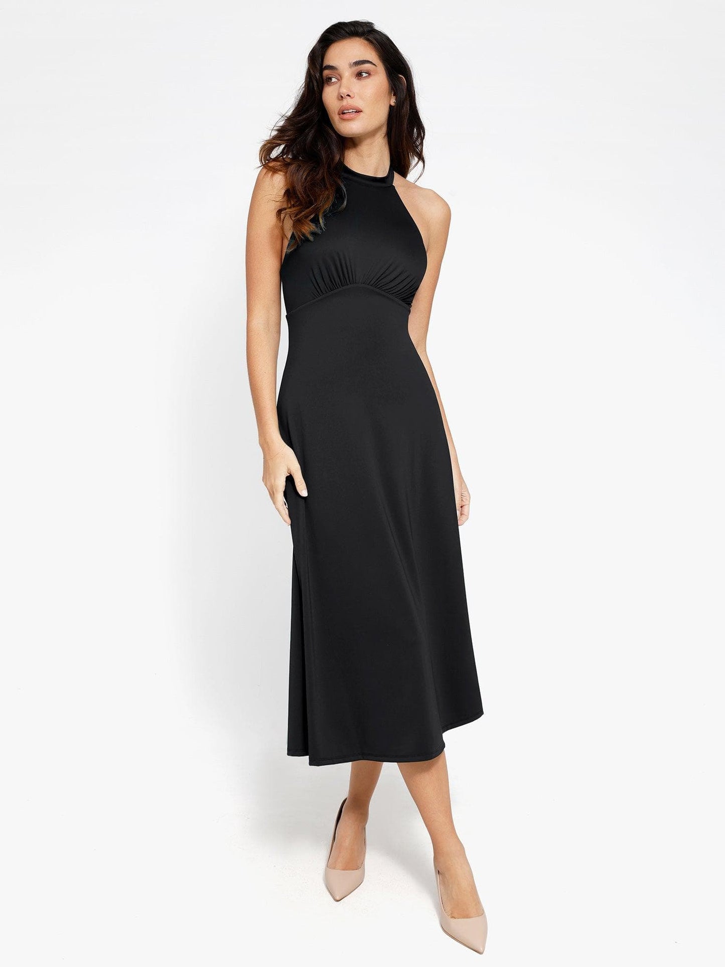 SERINA – Shaping Backless Halter Dress