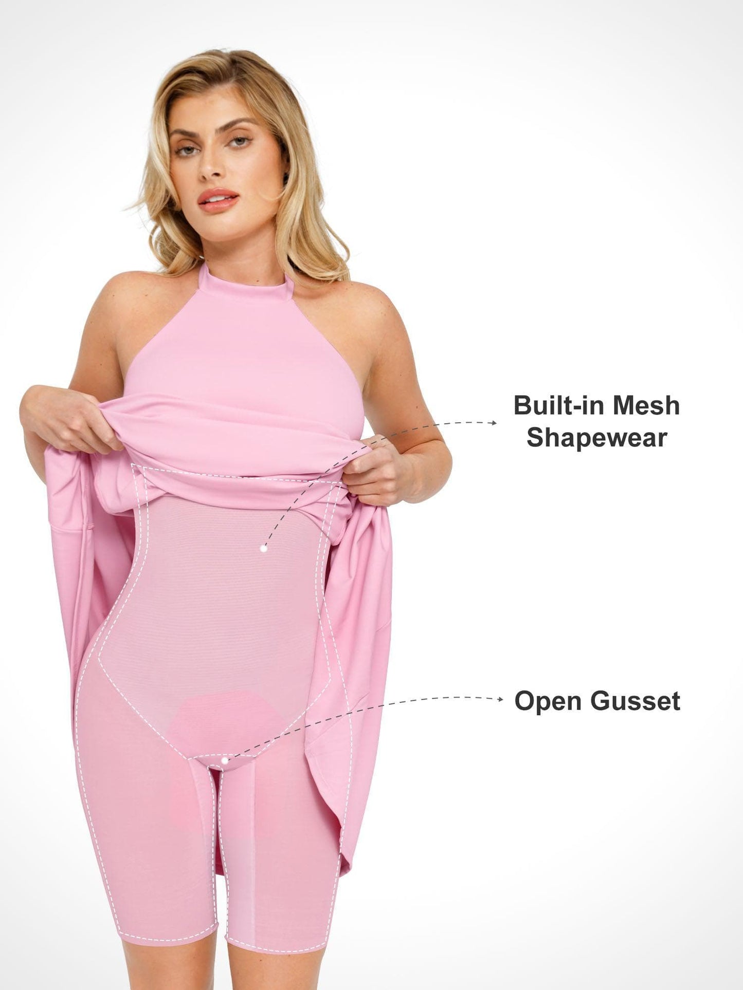 SERINA – Shaping Backless Halter Dress