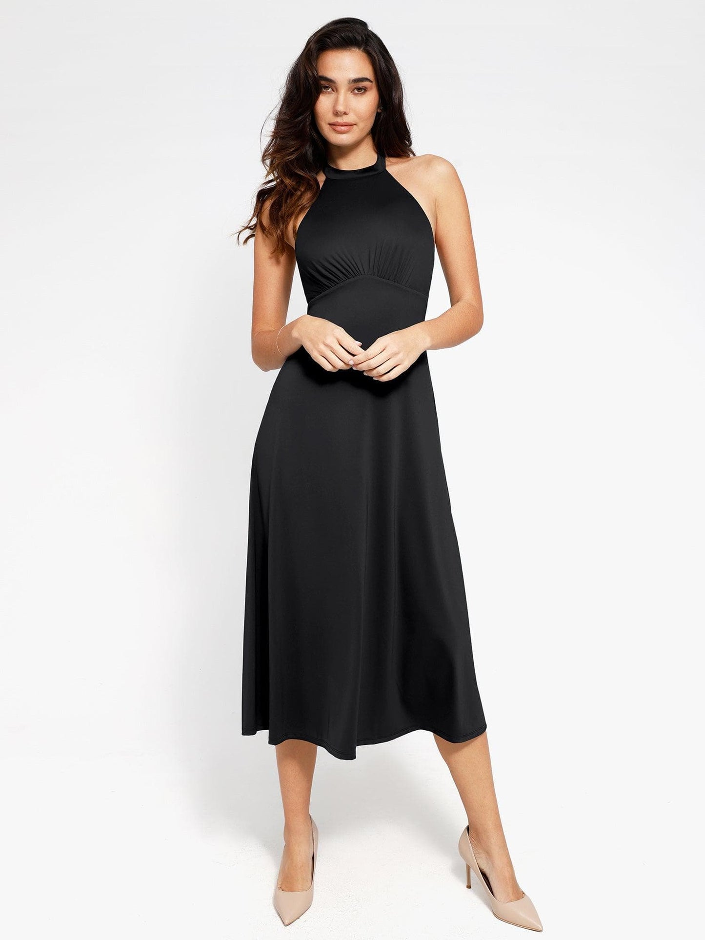 SERINA – Shaping Backless Halter Dress