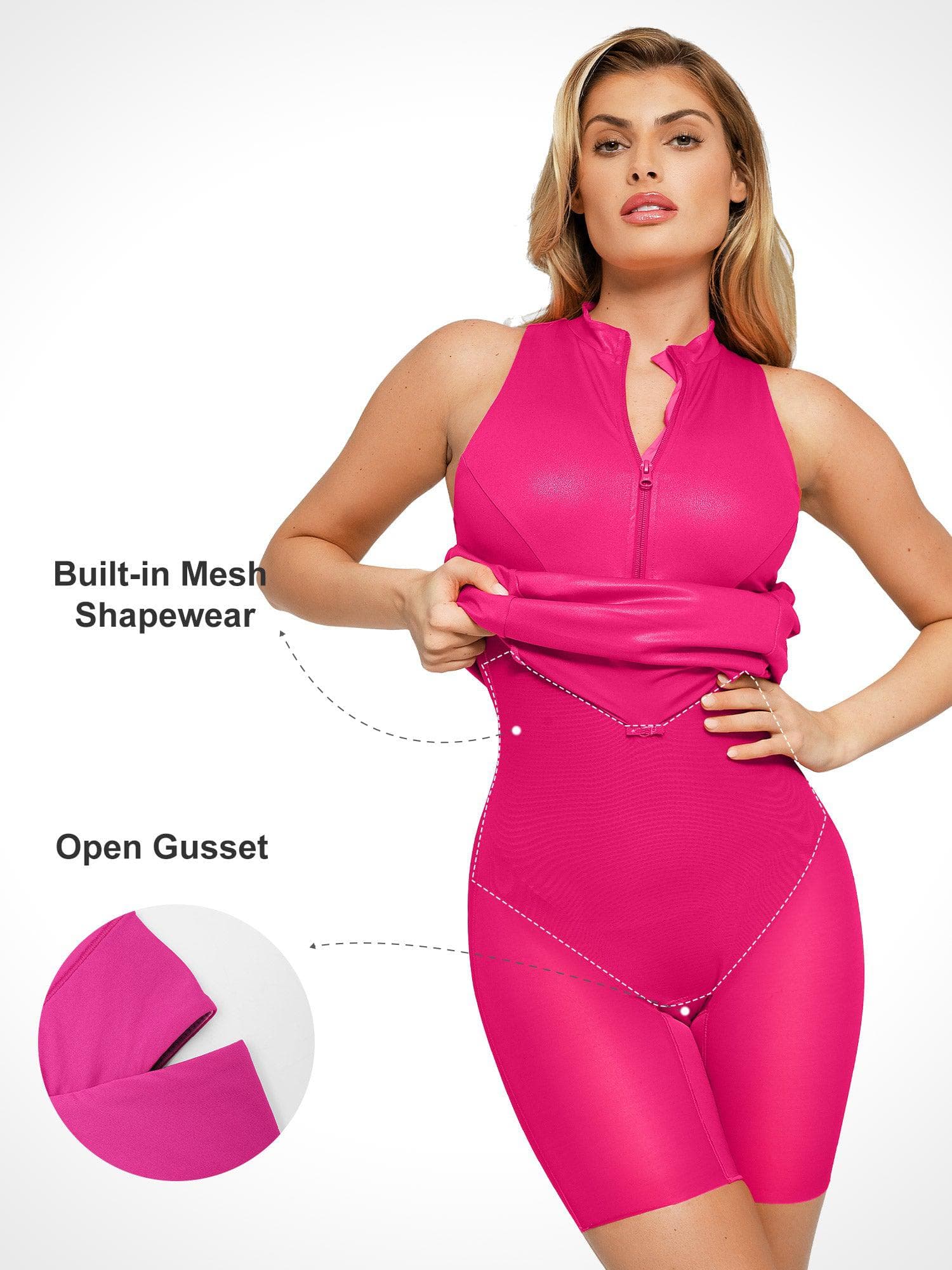 RAYNA – Faux Leather Zip Dress - LivingCurves Sleeveless Bodycon Party Cocktail Summer Dress Leather Zwart / XS