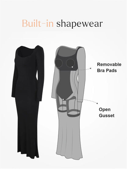 NOVA – Shapewear Maxi Dress met Lange Mouw