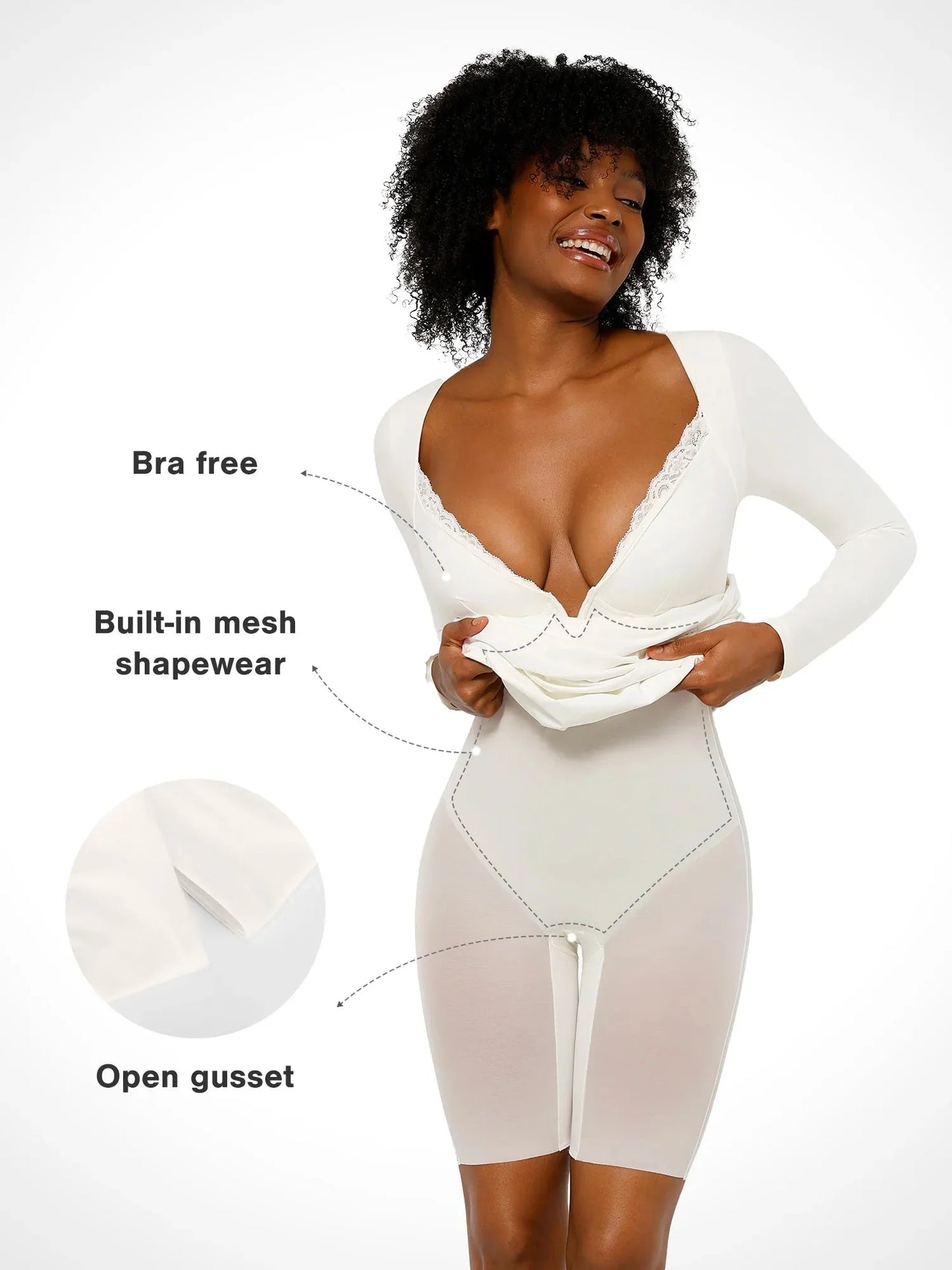ELVA – Shapewear Maxi Jurk met Kant & Lange Mouwen