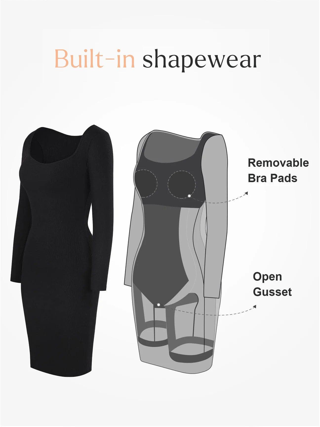 LOREN – Shaping Square Neck Midi Dress