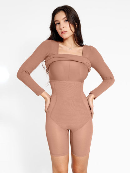 LOREN – Shaping Square Neck Midi Dress