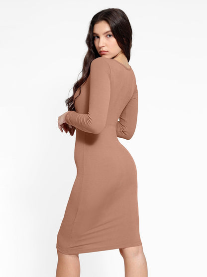 LOREN – Shaping Square Neck Midi Dress