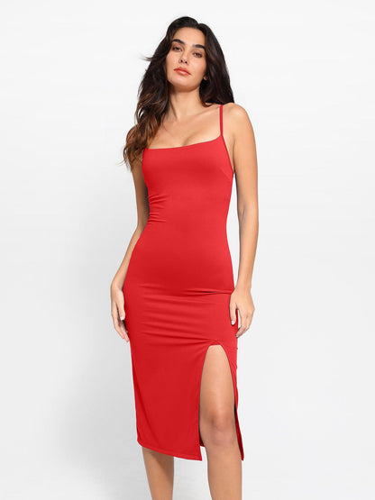 NOIR – Slimming Midi Jurk met Mesh Overlay