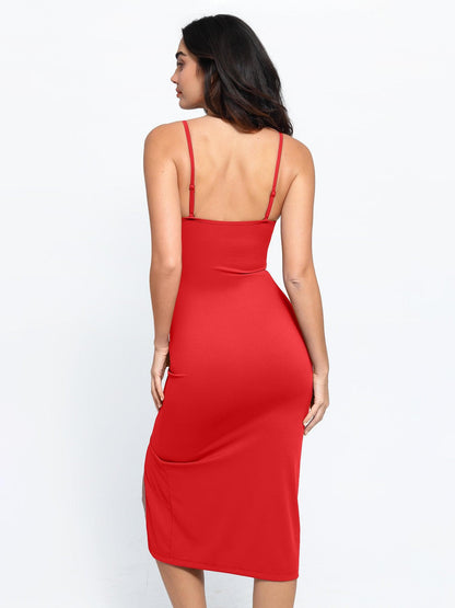 NOIR – Slimming Midi Jurk met Mesh Overlay