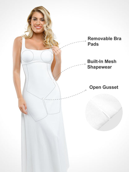 MILENA – Shaping A-Lijn Maxi Jurk met Square Neck