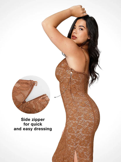 MAYA – Lace Corset Midi Dress