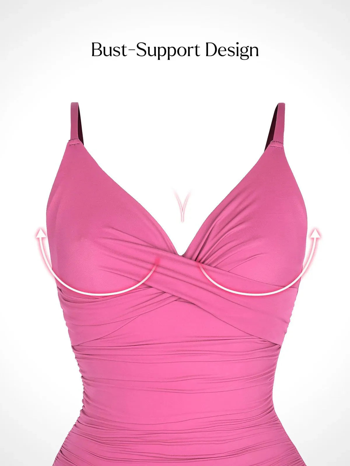 LANA – Shaping Badpak met Cross-Front - LivingCurves Tummy Control Slimming Swimwear Roze / XS