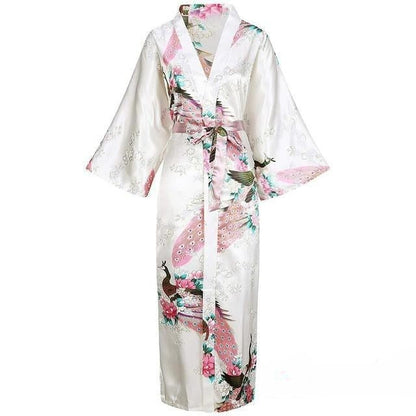 Lange Satijnen Kimono met Pockets – Luxe Enkel-Lange Robe