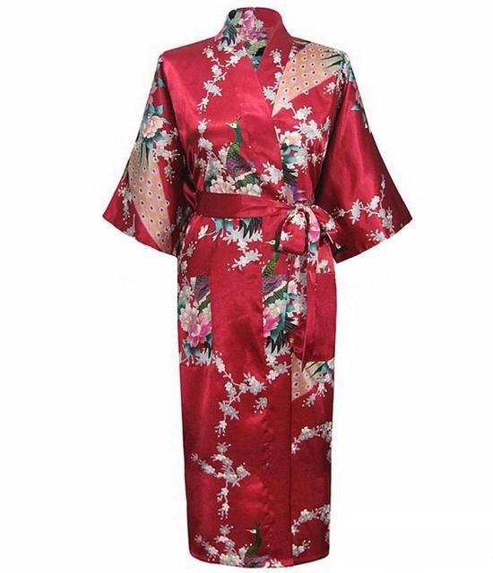 Lange Satijnen Kimono Met Pockets - Luxe Enkel - Lange Robe