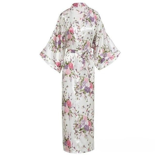 Lange Satijnen Kimono Met Pockets - Luxe Enkel - Lange Robe