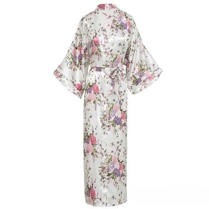Lange Satijnen Kimono Met Pockets - Luxe Enkel - Lange Robe