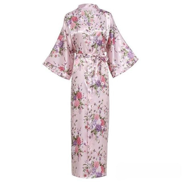Lange Satijnen Kimono Met Pockets - Luxe Enkel - Lange Robe
