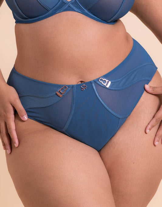 FRISE – High Waist Brief French Blue - LivingCurves Lingerie Bottom S