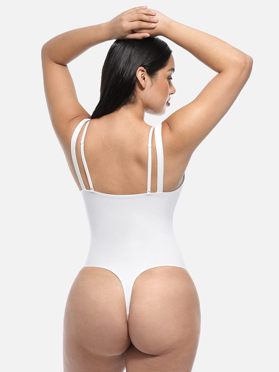 CLARI – Kant V-Hals Shapewear String Body - LivingCurves Seamless Shaper Zwart / S
