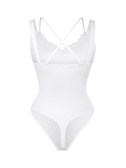 CLARI – Kant V-Hals Shapewear String Body - LivingCurves Seamless Shaper Zwart / S