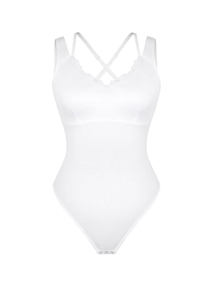 CLARI – Kant V-Hals Shapewear String Body - LivingCurves Seamless Shaper Zwart / S